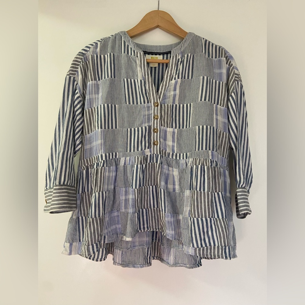 Maeve by Anthropologie striped patchwork top